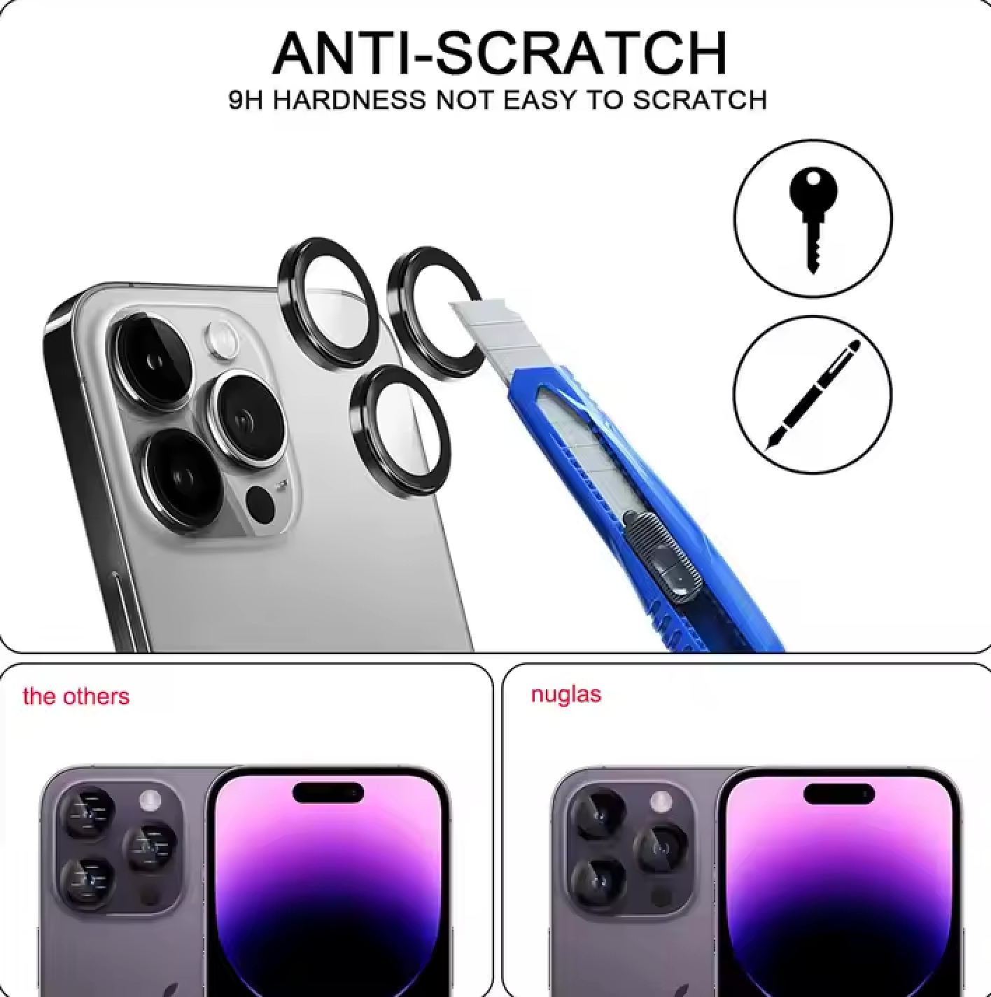 iPhone Camera Lens Protector – 9H Tempered Glass with Full Coverage