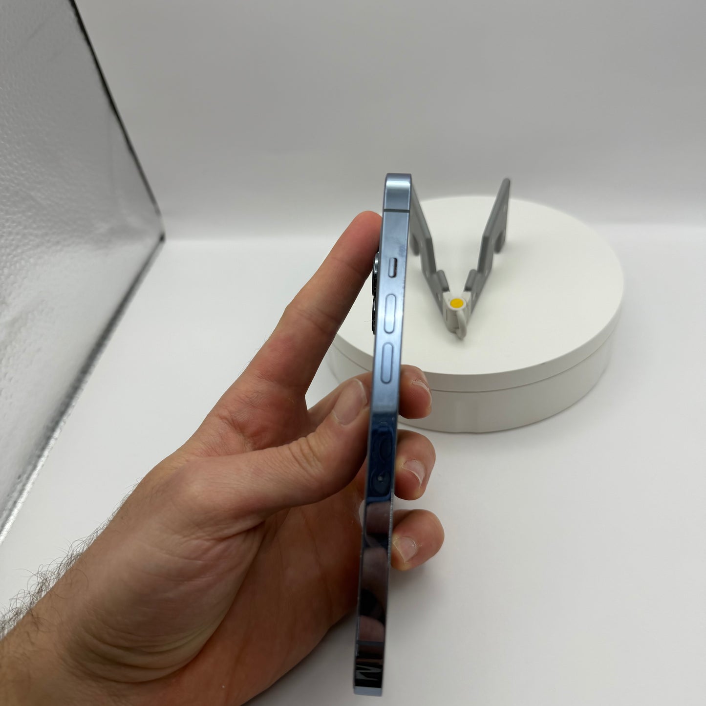 iPhone 13 Pro Sierra Blue stainless steel side frame