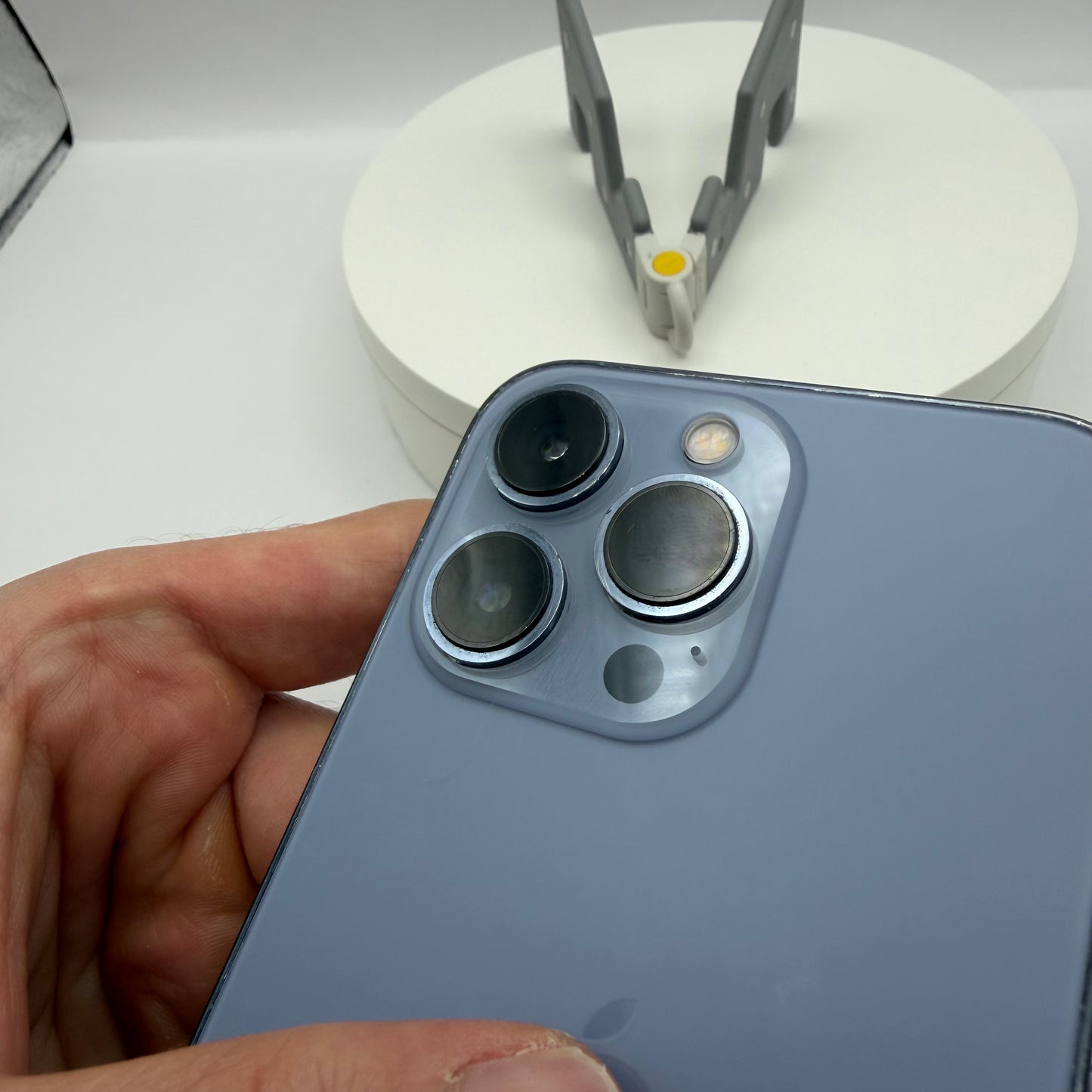 iPhone 13 Pro Sierra Blue triple camera close-up