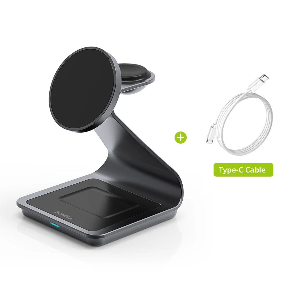 3-in-1 magnetic charging station in black