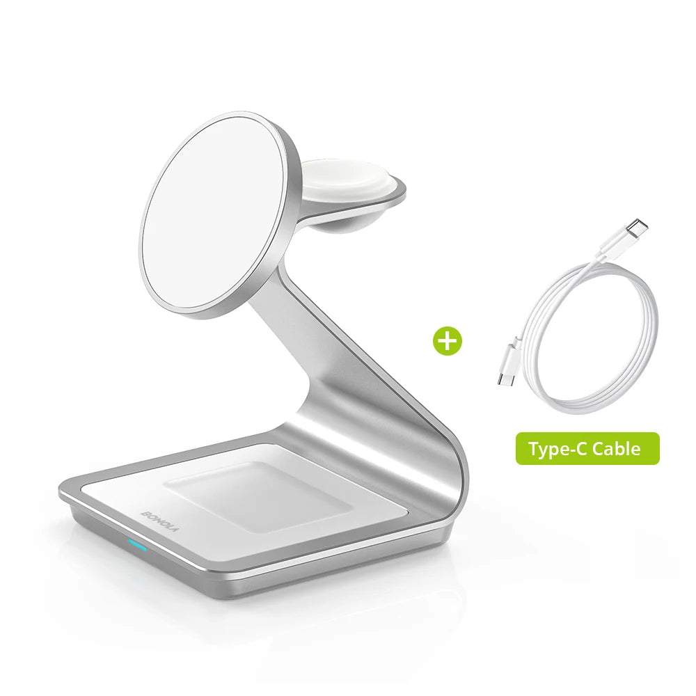 3-in-1 magnetic charging station in white